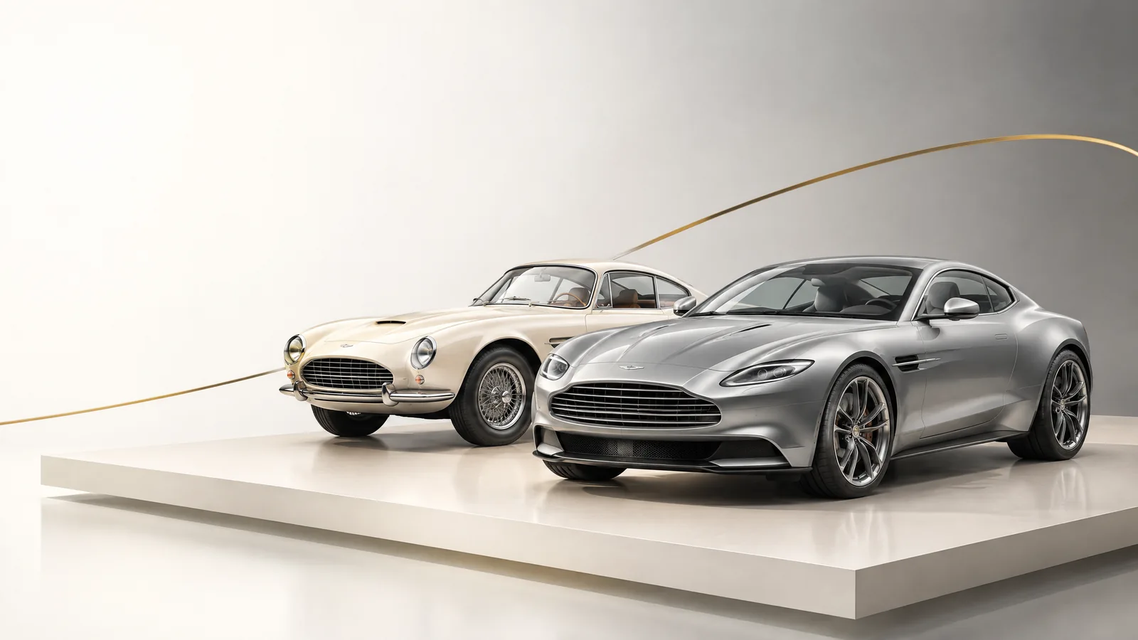 Concept illustration of luxury and classic cars on an abstract display plinth, representing acquisition and consignment.